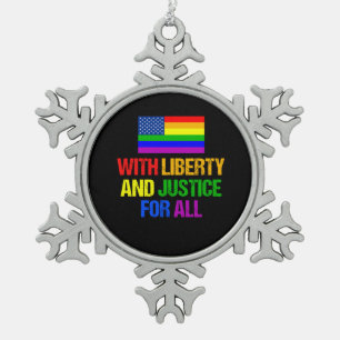 LGBT Equal Rights Rainbow American Flag Tin Sneeuwvlok Ornament