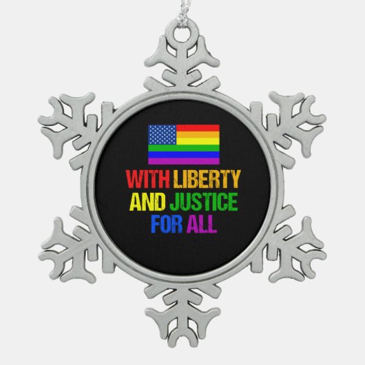 LGBT Equal Rights Rainbow American Flag Tin Sneeuwvlok Ornament (Voorkant)