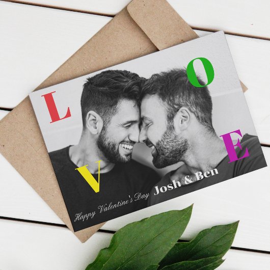 LGBT Fijne Valentijnsdag Aangepaste Foto Monogram Feestdagenkaart
