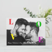 LGBT Fijne Valentijnsdag Aangepaste Foto Monogram Feestdagenkaart (Staand voorkant)