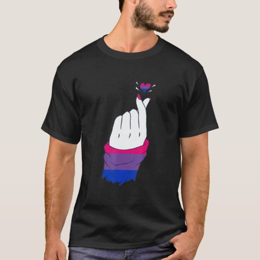 LGBT Finger Heart Bisexual LGBTQ Bisexual Flag Bis T-shirt (Voorkant)