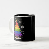 LGBT Flag Christmas Tree Merry Xmas Gay Pride Tweekleurige Koffiemok (Voorkant links)