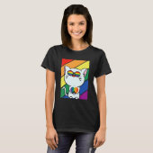 LGBT Flag Gay Pride Month Rainbow Cute Cat With LG T-shirt (Voorkant volledig)