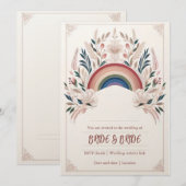 LGBT Floral bruiloft uitnodiging (Voorkant / Achterkant)