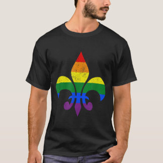 LGBT Frans Fleur de Lis Gay Pride Month Rainbow M T-shirt