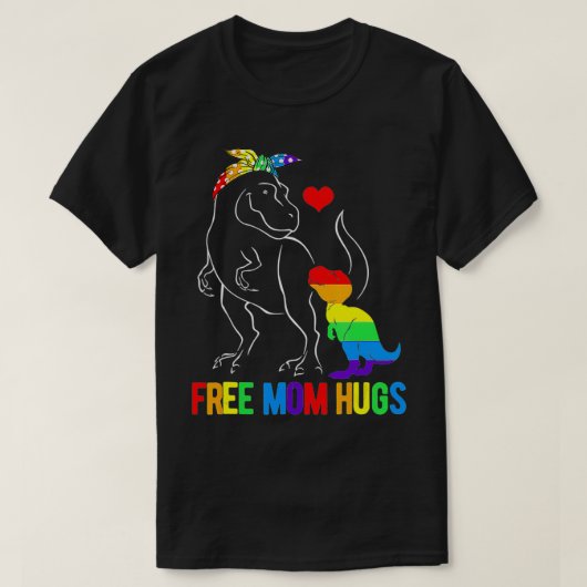 LGBT Free Mam Hugs Dinosaur Re Mamasaurus Ally Rai T-shirt (Design voorkant)
