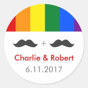 LGBT Gay Bruiloft snorren Regenboog Ronde Sticker
