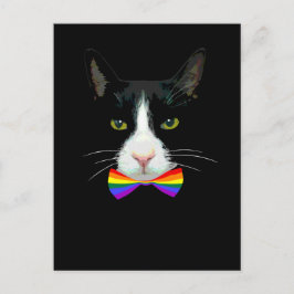 LGBT Gay Cat met Stropdas voor regenboogbogen Briefkaart