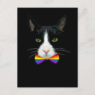 LGBT Gay Cat met Stropdas voor regenboogbogen Briefkaart