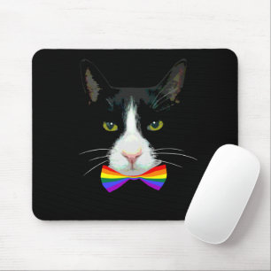 LGBT Gay Cat met Stropdas voor regenboogbogen Muismat