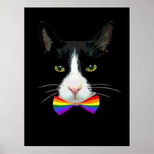 LGBT Gay Cat met Stropdas voor regenboogbogen Poster