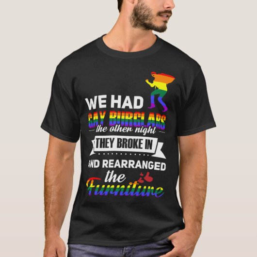 LGBT Gay Lesbian Bisexual Pride Burglars T-shirt (Voorkant)