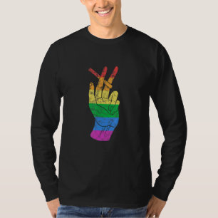 LGBT Gay Lesbian Pride Smoking Hand Rainbow Flag D T-shirt
