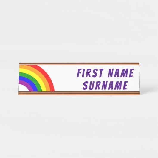 LGBT Gay Matching Couple Half Rainbow Bureau Naambordje (Voorkant)