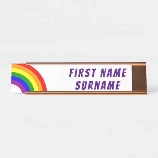 LGBT Gay Matching Couple Half Rainbow Bureau Naambordje (Voorkant)