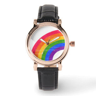 LGBT Gay Matching Couple Rainbow Retro Verhard Horloge