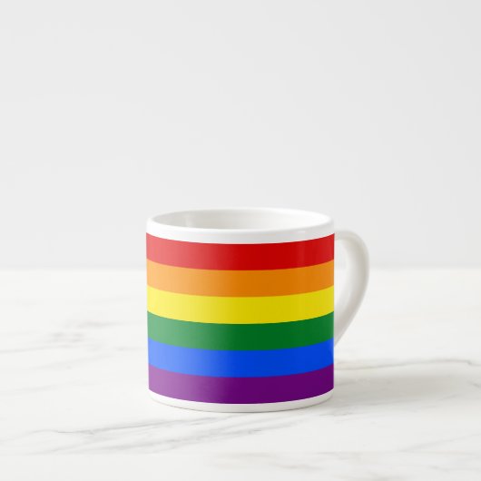 LGBT Gay Pride 6-Stripe regenboogvlag Espresso Kop (Voorkant rechts)
