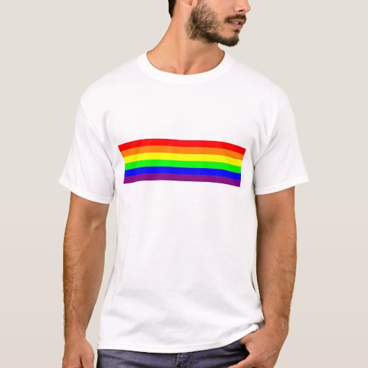 LGBT Gay Pride Basic 6 Kleur Regenboog T-shirt (Voorkant)