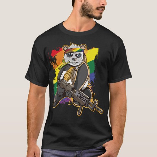 LGBT Gay Pride Flag Month Rainbow Flag Panda Beer  T-shirt (Voorkant)