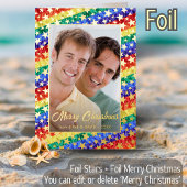 LGBT Gay Pride Flag Rainbow Flag Stars Foto Lijst Folie Feestdagenkaart