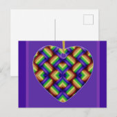 LGBT/Gay Pride Heart Ornament op Lila Briefkaart (Voorkant / Achterkant)