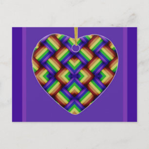 LGBT/Gay Pride Heart Ornament op Lila Briefkaart