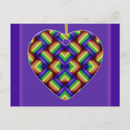LGBT/Gay Pride Heart Ornament op Lila Briefkaart