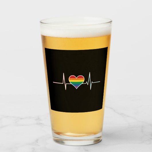 LGBT Gay Pride Heartbeat Lesbian Gays Love Glas (Voorkant gevuld)