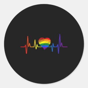 LGBT Gay Pride Heartbeat Lesbian Gays Love Ronde Sticker
