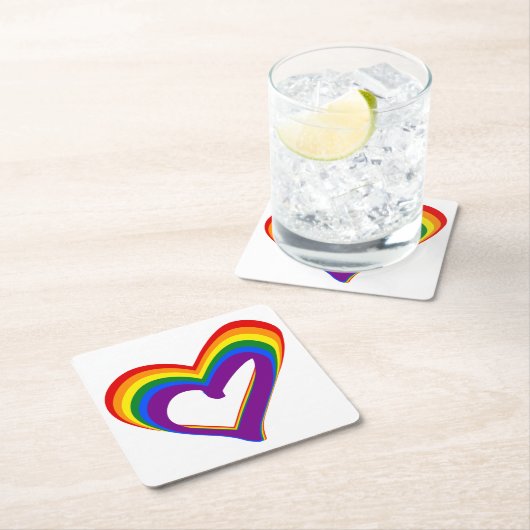 LGBT Gay Pride Love Rainbow Flag Heart LGBTQ Kartonnen Onderzetters (Insitu)