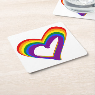 LGBT Gay Pride Love Rainbow Flag Heart LGBTQ Kartonnen Onderzetters