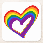 LGBT Gay Pride Love Rainbow Flag Heart LGBTQ Kartonnen Onderzetters (Voorkant)