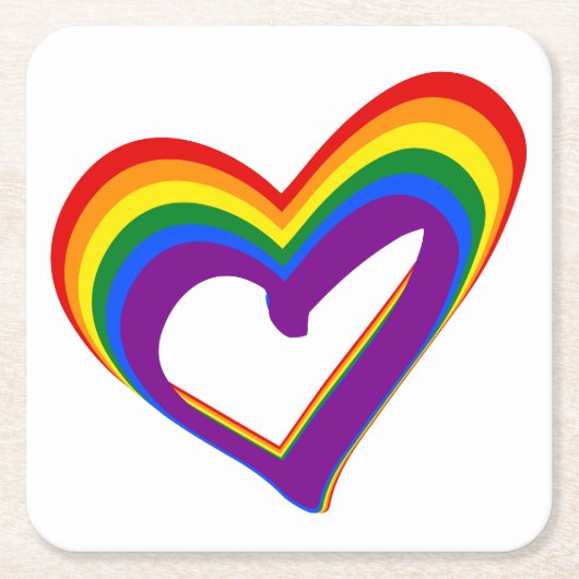 LGBT Gay Pride Love Rainbow Flag Heart LGBTQ Kartonnen Onderzetters (Voorkant)