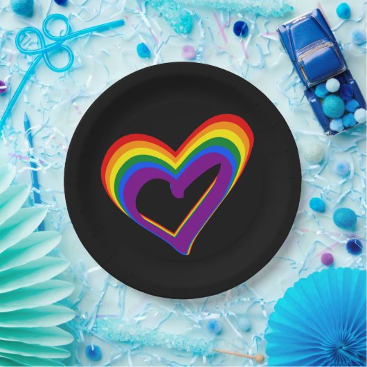 LGBT Gay Pride Love Rainbow Flag Heart LGBTQ Papieren Bordje (Feest)