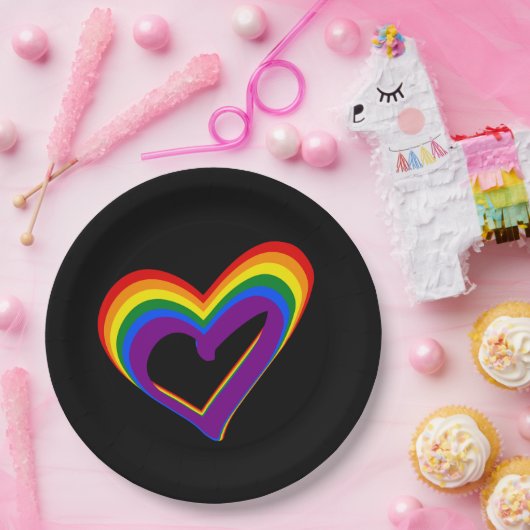 LGBT Gay Pride Love Rainbow Flag Heart LGBTQ Papieren Bordje (Feest)