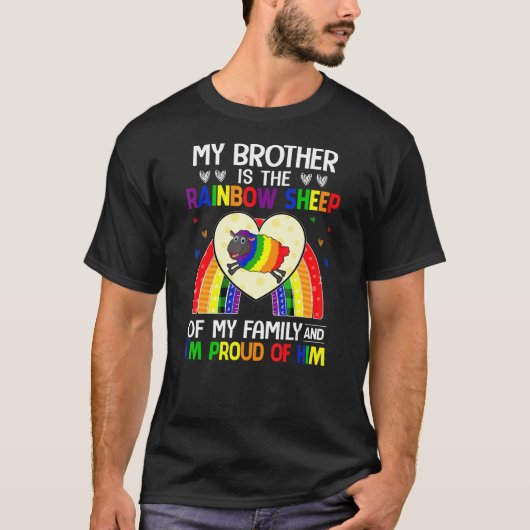 Lgbt Gay Pride Mijn broer is regenboogschaap van F T-shirt (Voorkant)