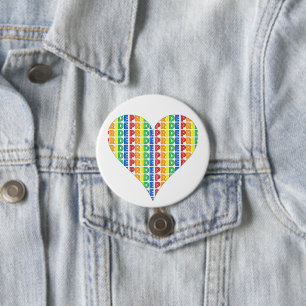 LGBT Gay Pride Month Celebration Rainbow Heart Ronde Button 7,6 Cm