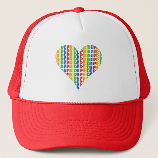LGBT Gay Pride Month Celebration Rainbow Heart Trucker Pet (Voorkant)