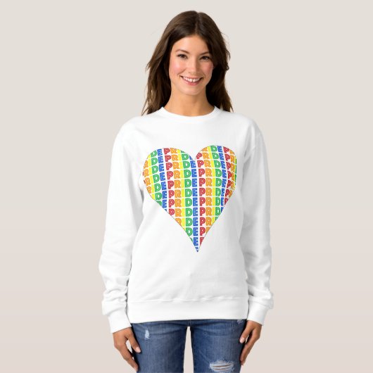 LGBT Gay Pride Month Celebration Rainbow Heart Trui (Voorkant volledig)