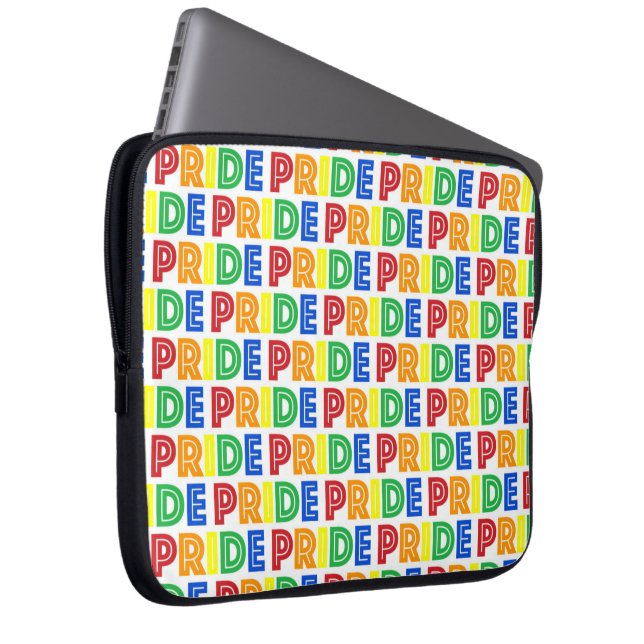 LGBT Gay Pride Month Celebration Rainbow Letters Laptop Sleeve (Voorkant Rechts)