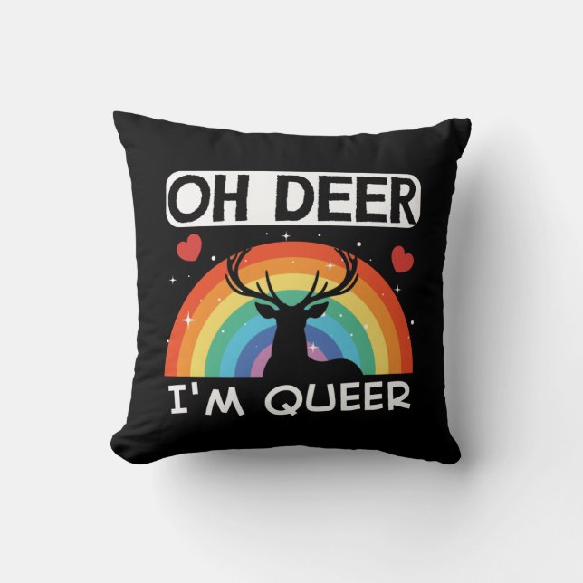 LGBT Gay Pride Month Deer Im Queer Regenboog Kussen (Voorkant)
