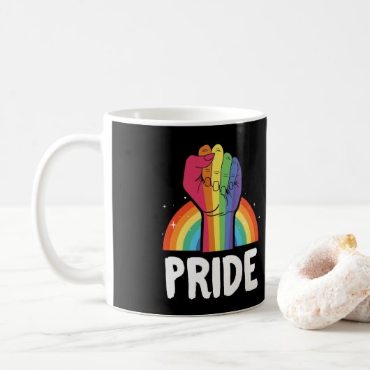LGBT Gay Pride Month Pride Rainbow Fist Koffiemok (Met donut)