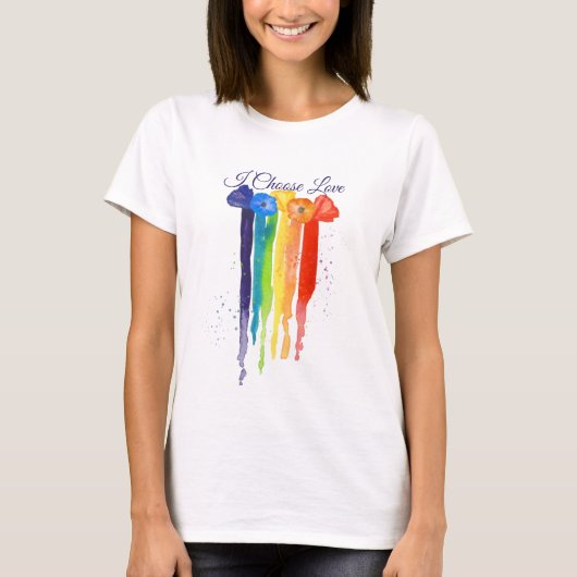 Lgbt Gay Pride Poppy Flower Rainbow Choose Love T-shirt (Voorkant)