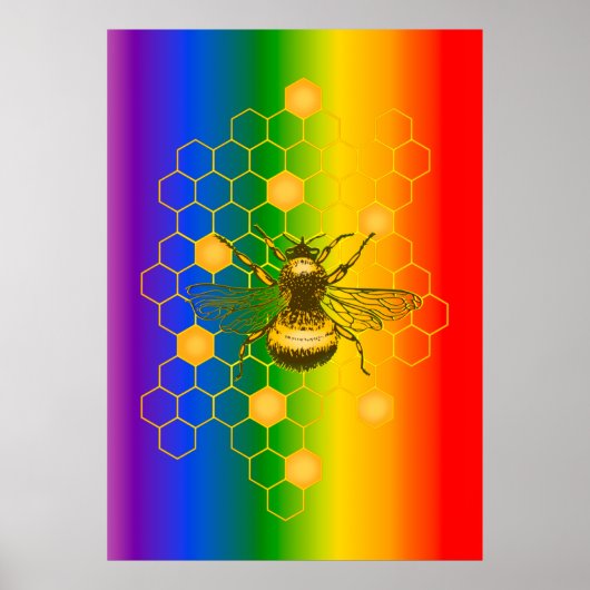 LGBT Gay Pride Rainbow Bee-live Poster (Voorkant)