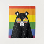 LGBT Gay Pride Rainbow-Beer met zonnebrillen Wandkleed (Voorkant)