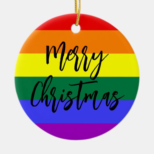 LGBT Gay Pride Rainbow Custom Foto Kerstmis Keramisch Ornament (Voorkant)