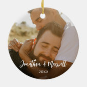 LGBT Gay Pride Rainbow Custom Foto Kerstmis Keramisch Ornament (Achterkant)