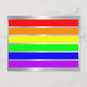 LGBT Gay Pride Rainbow Flag Colors gleaming Silver Briefkaart