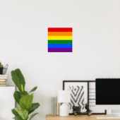 LGBT Gay Pride Rainbow Flag Square Poster (Thuiskantoor)