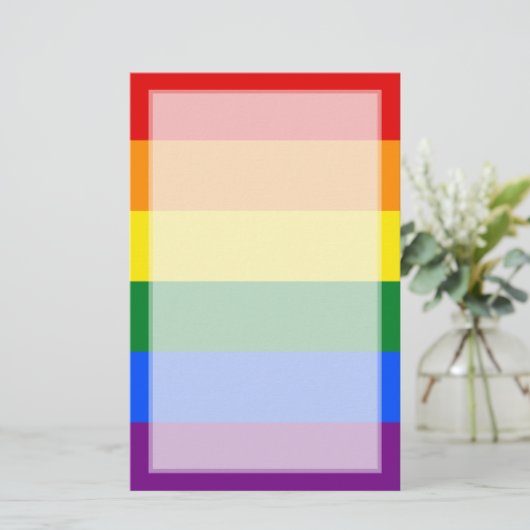 LGBT Gay Pride Rainbow Flag Stripe Briefpapier (Staand voorkant)